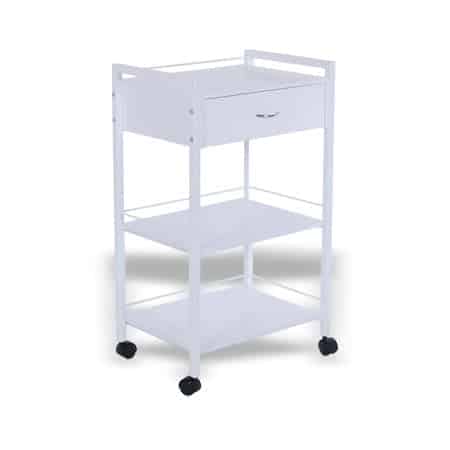 White 1 Drawer 2 Table Trolley (TRO6)