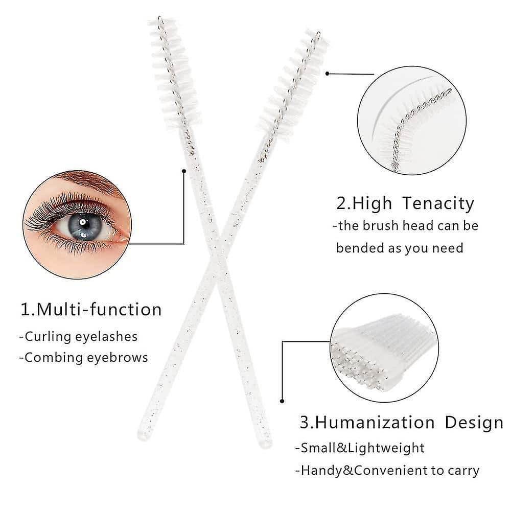 White Glitter Eyebrow Brush / Mascara Wand  / Spoolies (50pcs)