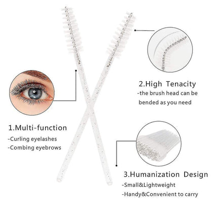 White Glitter Eyebrow Brush / Mascara Wand  / Spoolies (50pcs)