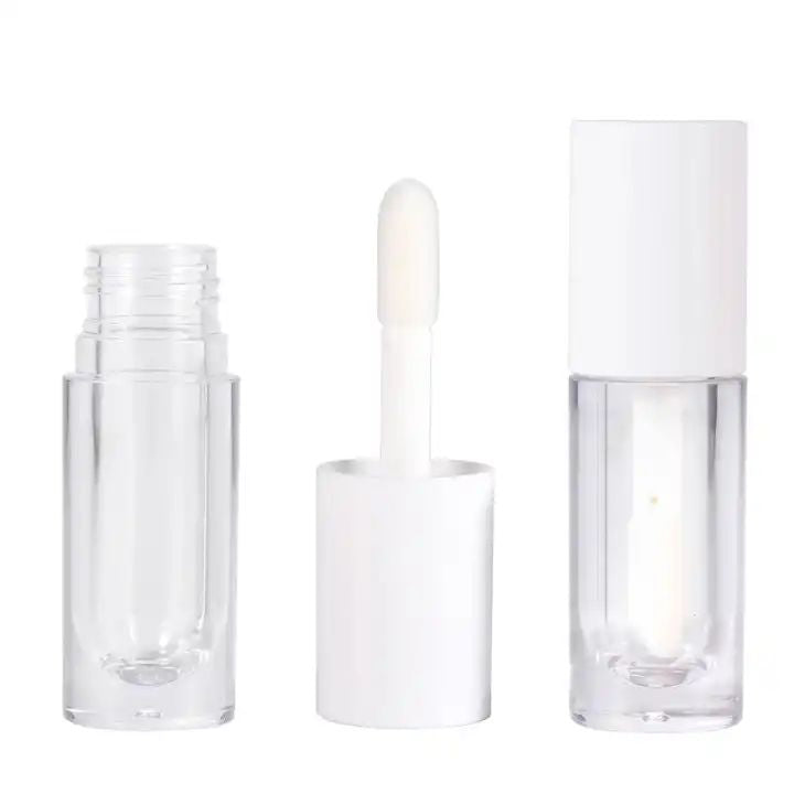 Empty 3.5ml Pink White Brush Lip Gloss Containers Tube