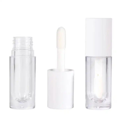 Empty 3.5ml Pink White Brush Lip Gloss Containers Tube