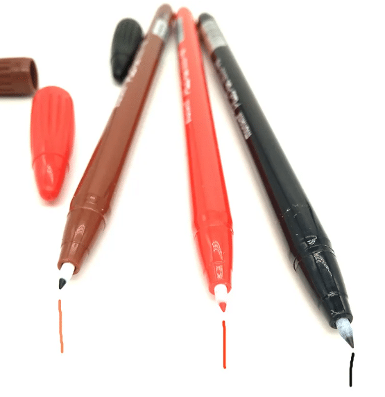 Plus Pen Permanent Marker Black/Brown/Red 2PCs- Water Proof