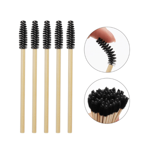 Black Eco-Friendly Bamboo Eyebrow Brush / Mascara Wand  / Spoolies (50pcs)