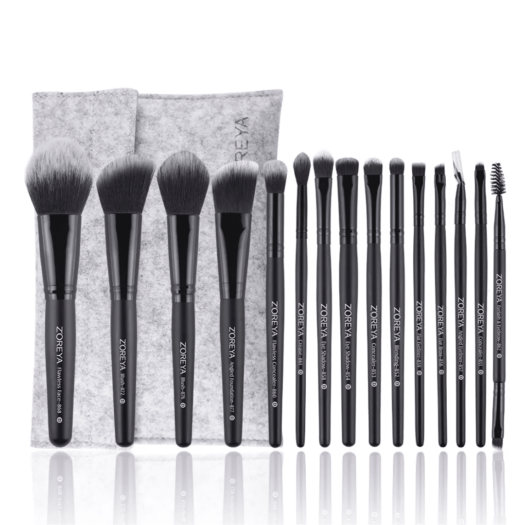 Black Professional Makeup Brush Set (15pcs)