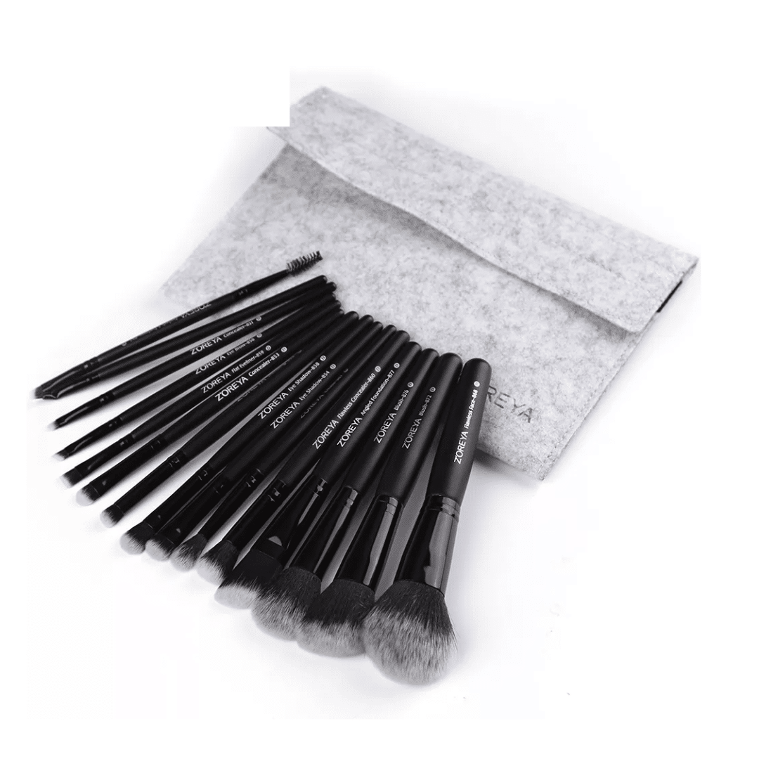 Black Professional Makeup Brush Set (15pcs)