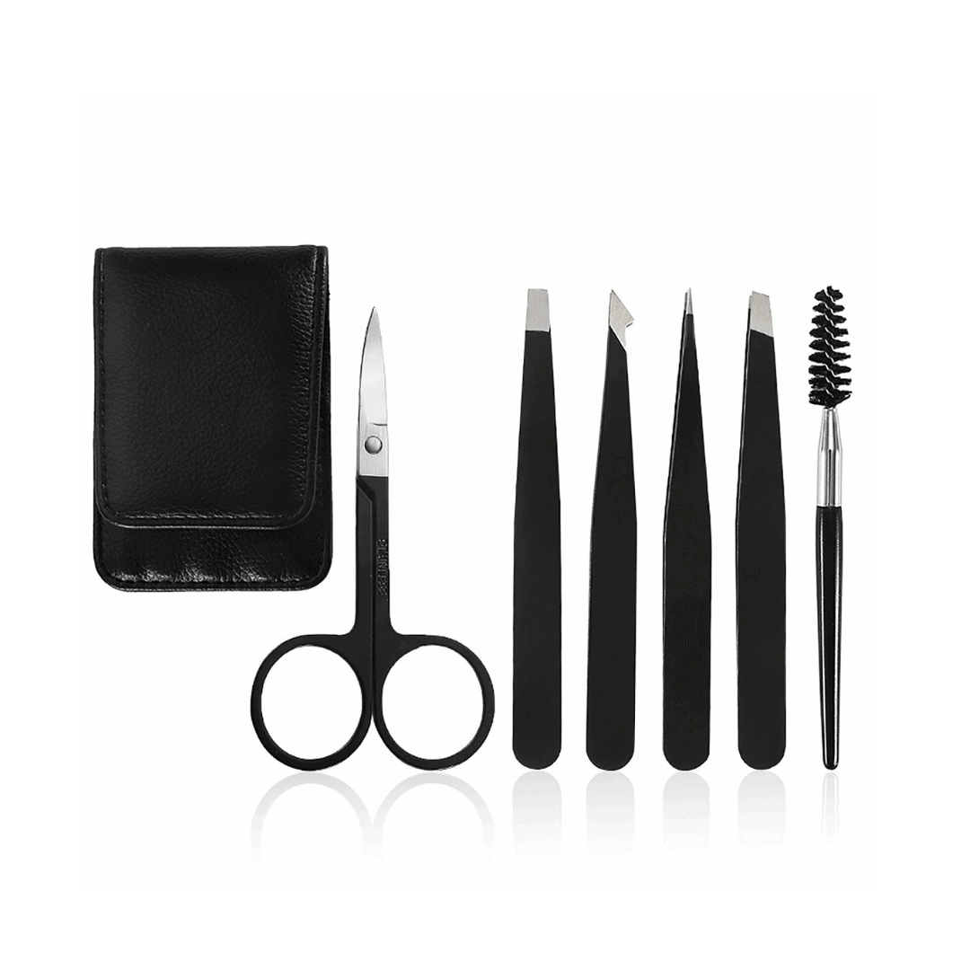 Black EI Brow Tweezers Set of 6