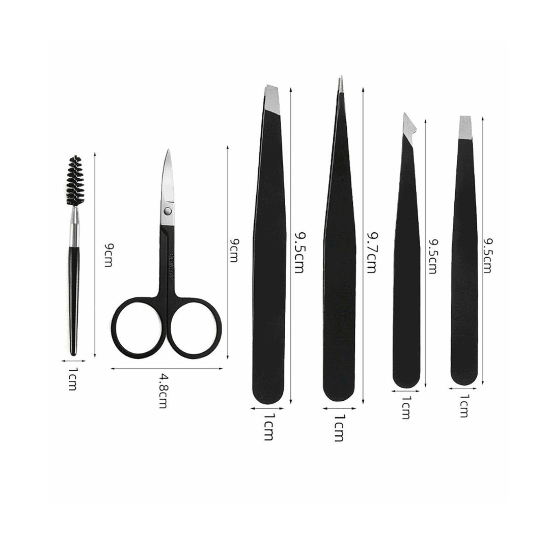 Black EI Brow Tweezers Set of 6