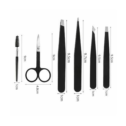 Black EI Brow Tweezers Set of 6