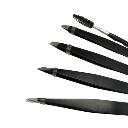 Black EI Brow Tweezers Set of 6