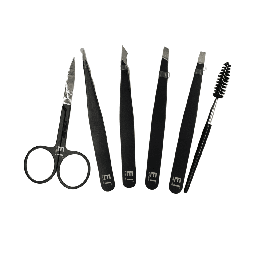 Black EI Brow Tweezers Set of 6