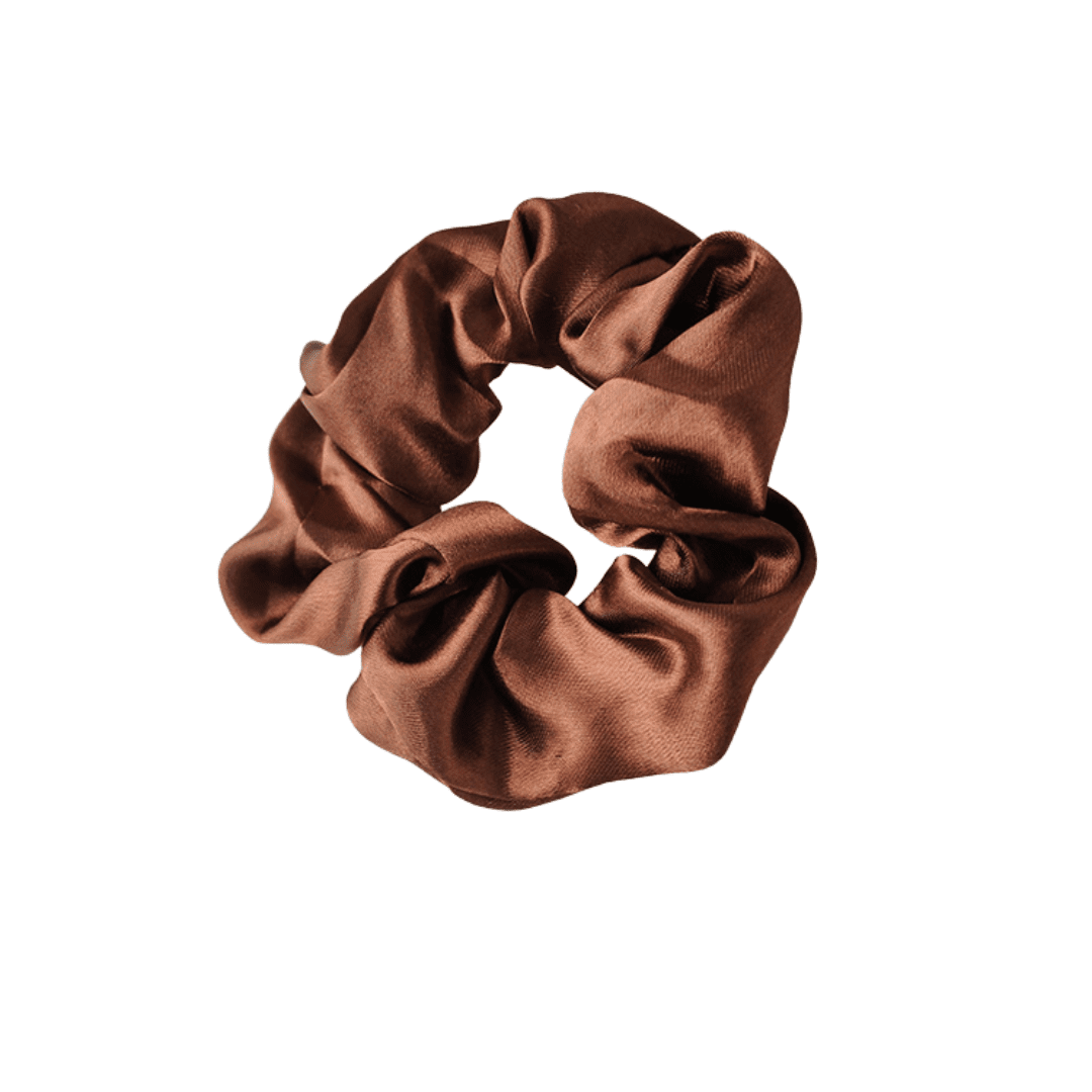 Brown Satin Scrunchie