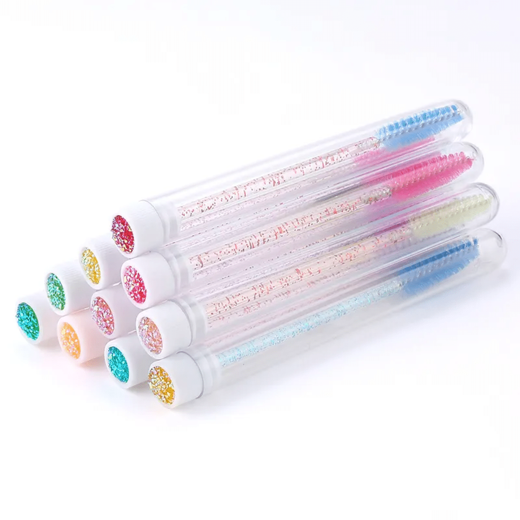 Glitter Disposable Eyebrow Brush / Mascara Wand / Spoolies with Tube