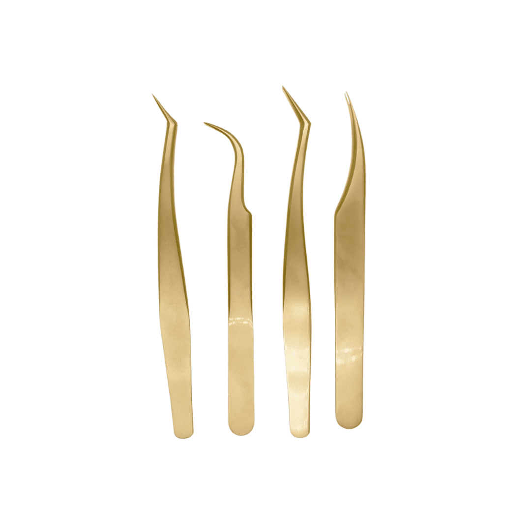 Gold EI Lash Tweezers Set of 4