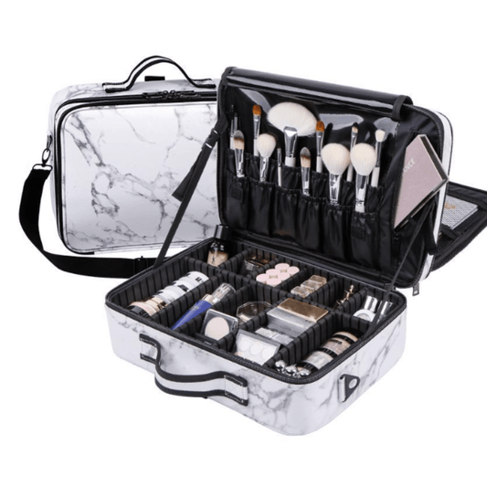 Marble Portable Travel Makeup Case with Mirror