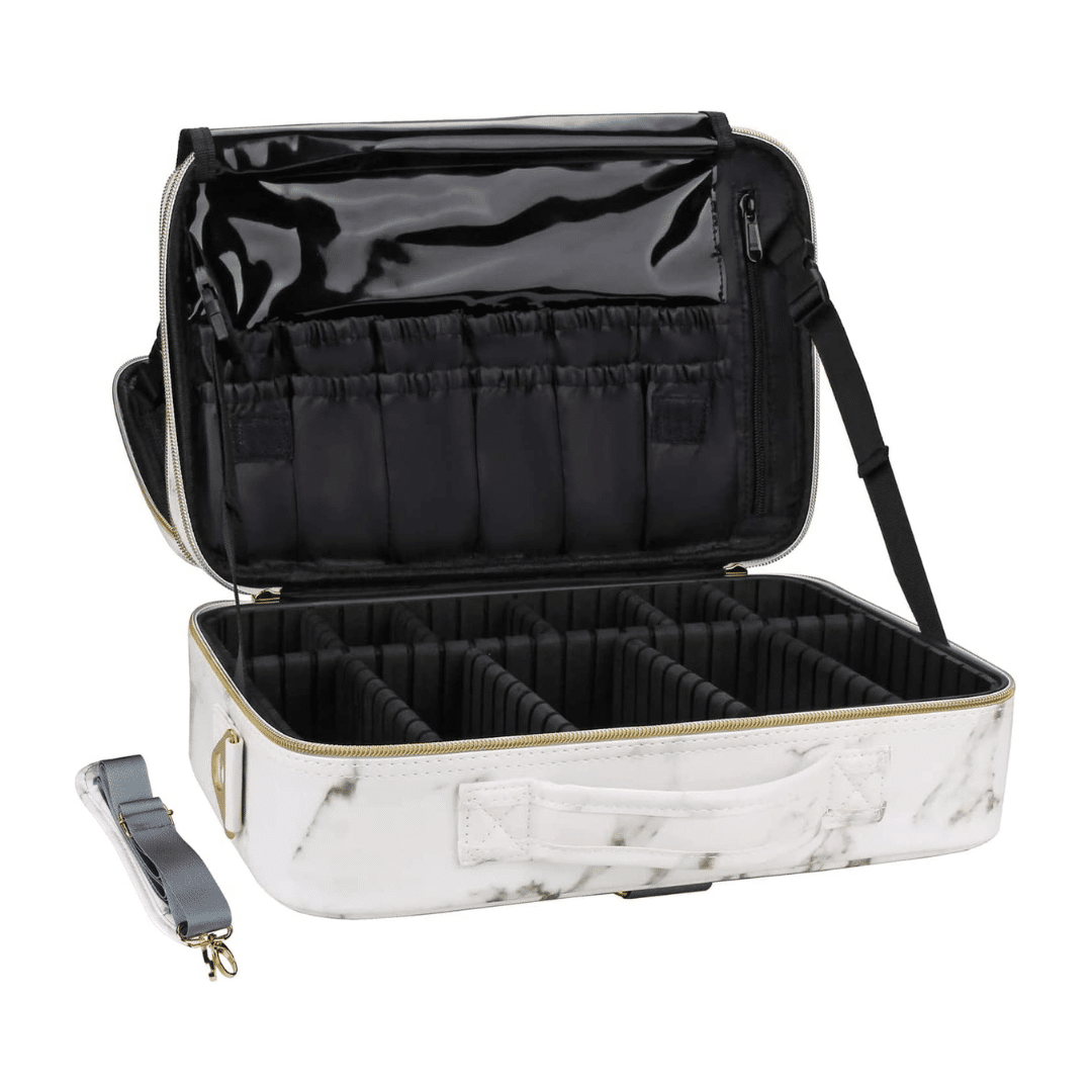 Marble Portable Travel Makeup Case with Mirror