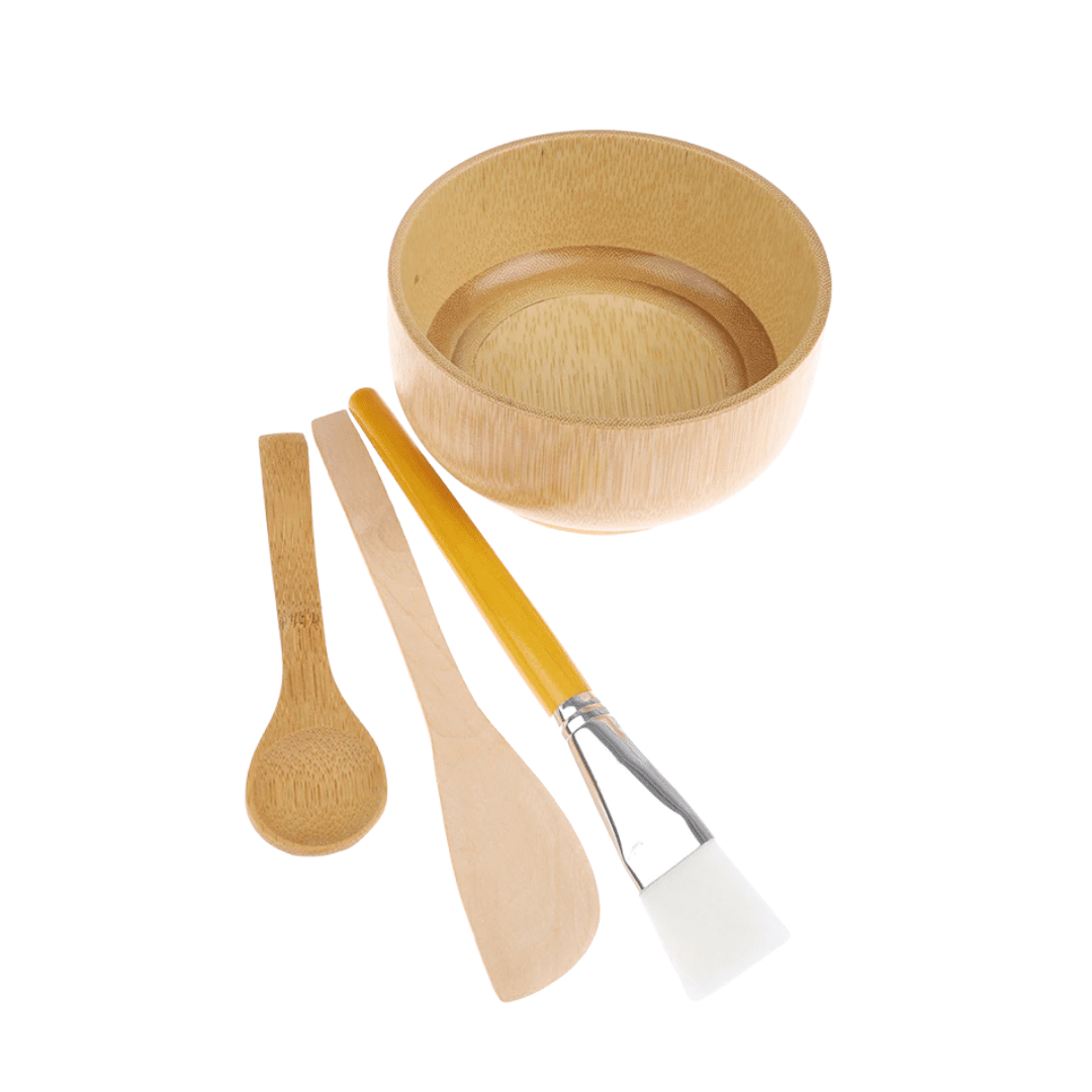 Natural Bamboo Bowl & Mixing Tool Set (4pcs)