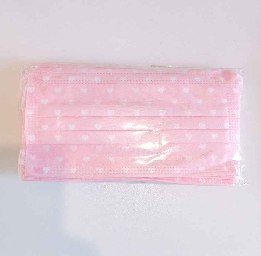 Pink Heart Disposable Mask (10pcs)