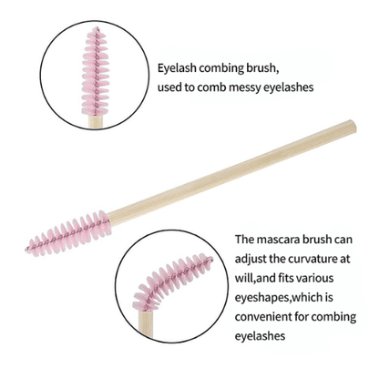 Pink Eco-Friendly Bamboo Eyebrow Brush / Mascara Wand  / Spoolies (50pcs)