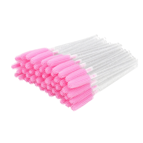 Pink Glitter SILICONE Eyebrow Brush / Mascara Wand  / Spoolies (50pcs)