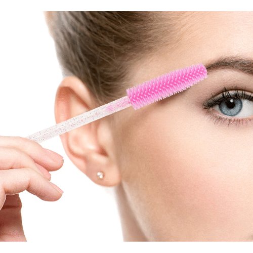 Pink Glitter SILICONE Eyebrow Brush / Mascara Wand  / Spoolies (50pcs)