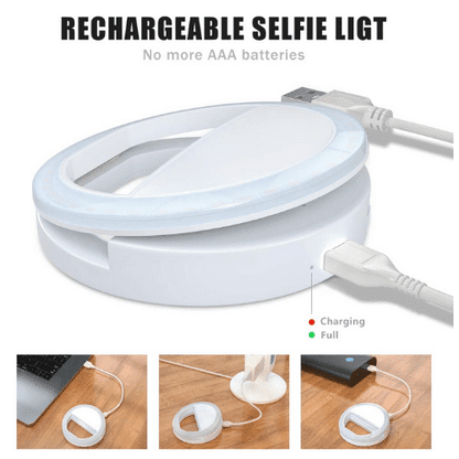 White Clip-On Selfie Ring Light