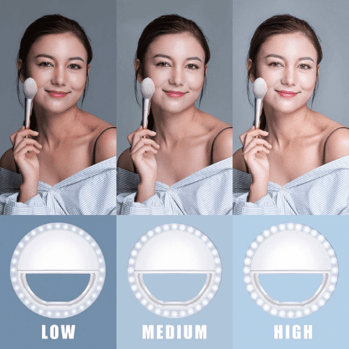 White Clip-On Selfie Ring Light